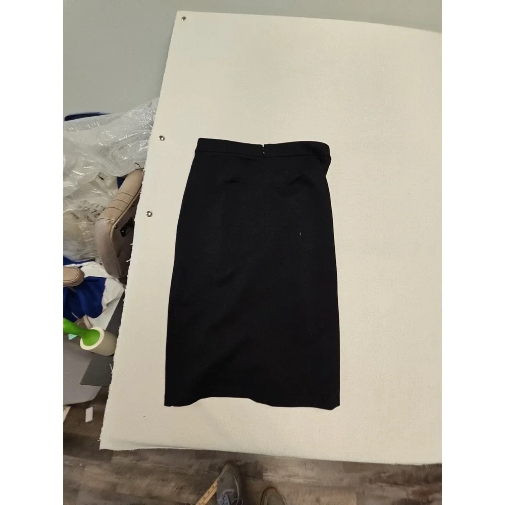 Michael Kors Womens Black Gold Side Zip Pencil Skirt Size 4 Knee Length Stretch